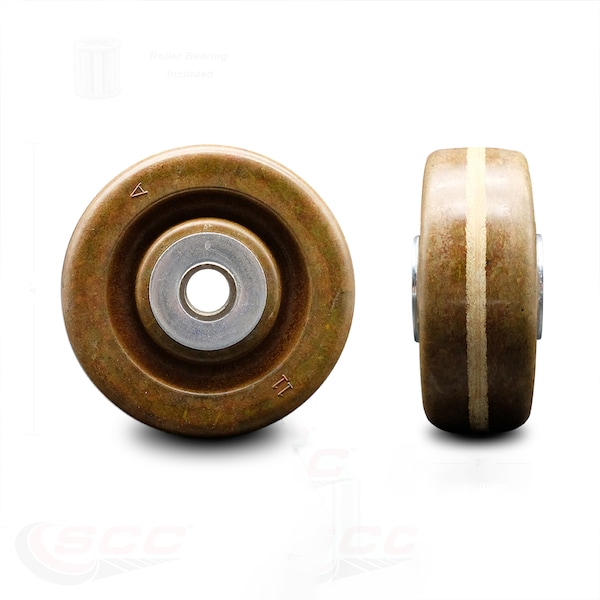 SCC - 4" High Temp Phenolic Wheel Only w/Roller Bearing - 1/2" Bore-800 lbs Cpty